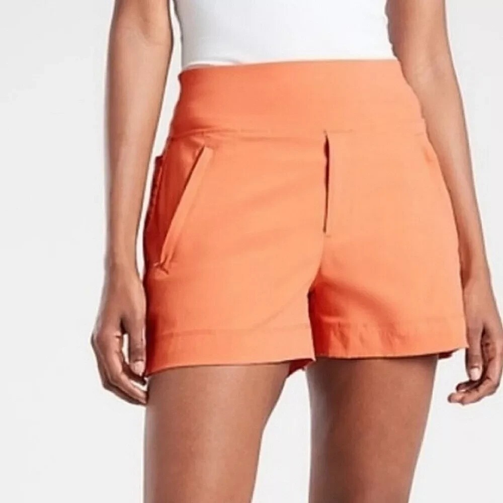 NWT Athleta Women's 18 Trekkie North Short Hiking Running Orange Granola Shorts‎